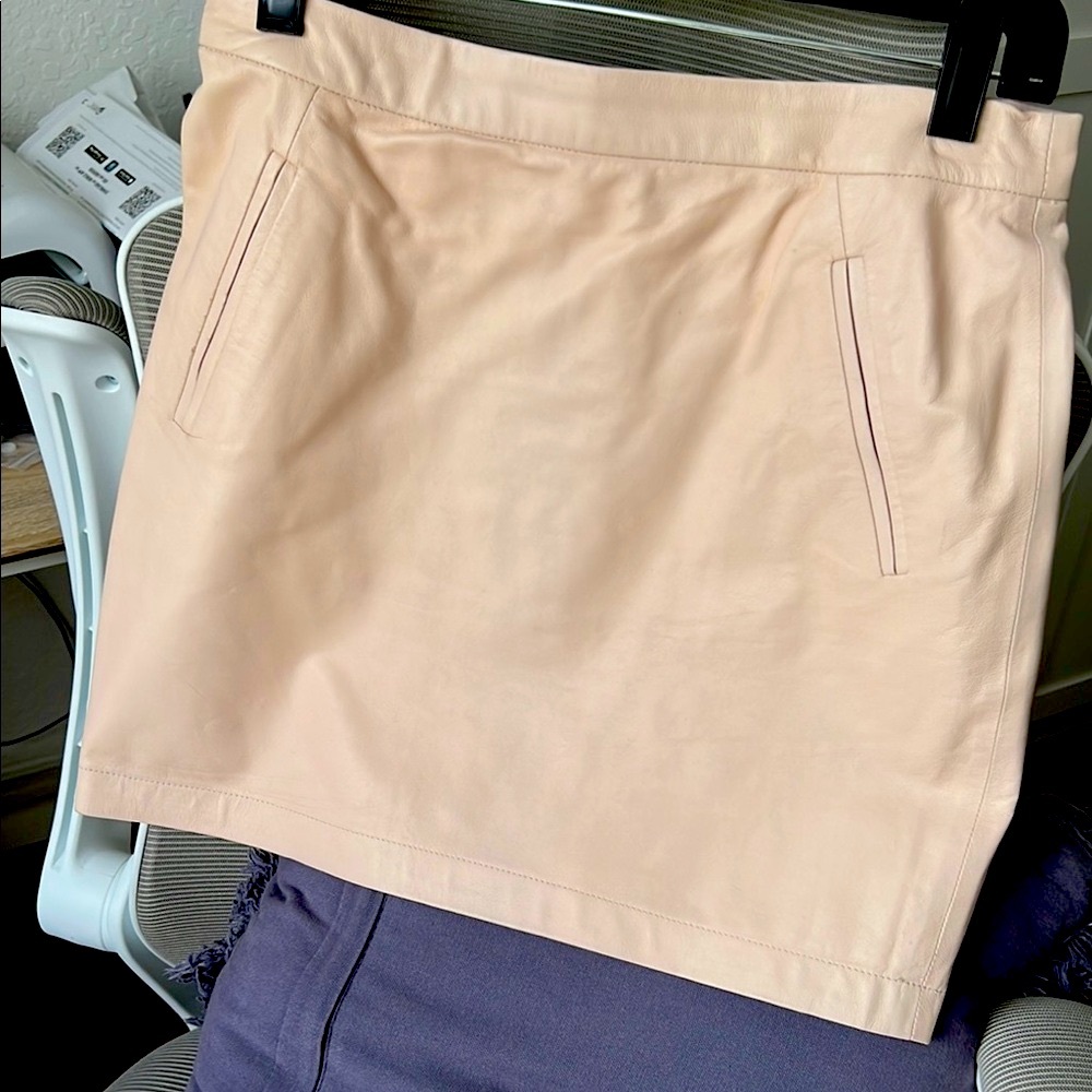 Adam Lippes Elegant Cream Leather Skirt